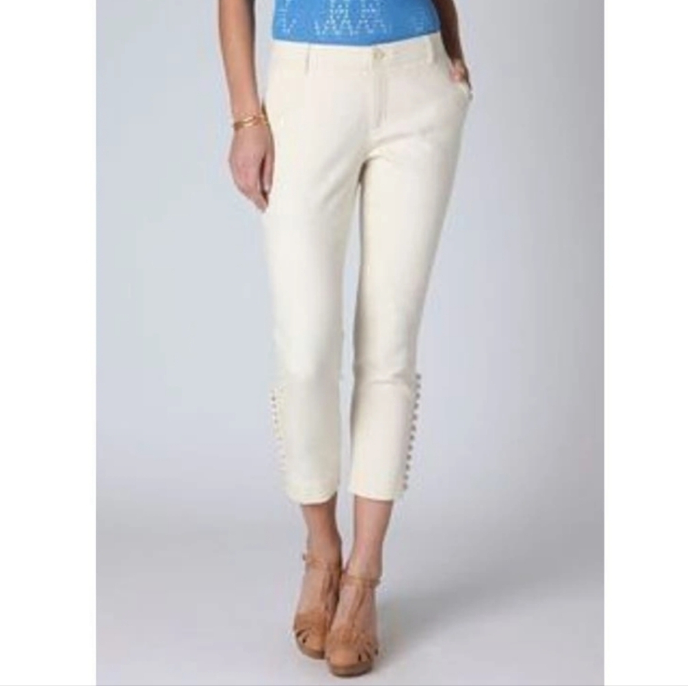 Anthropologie Daughters of the Liberation Crop Pants Womens 2 Cream Retro 90s